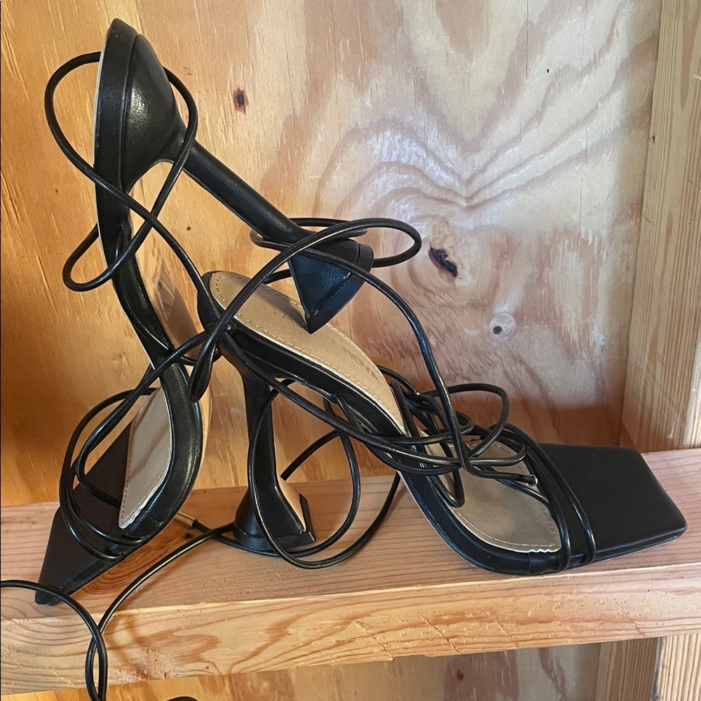 Fashion Nova Black Strappy Heels